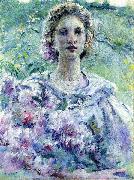 Robert Reid Girl with Flowers France oil painting artist